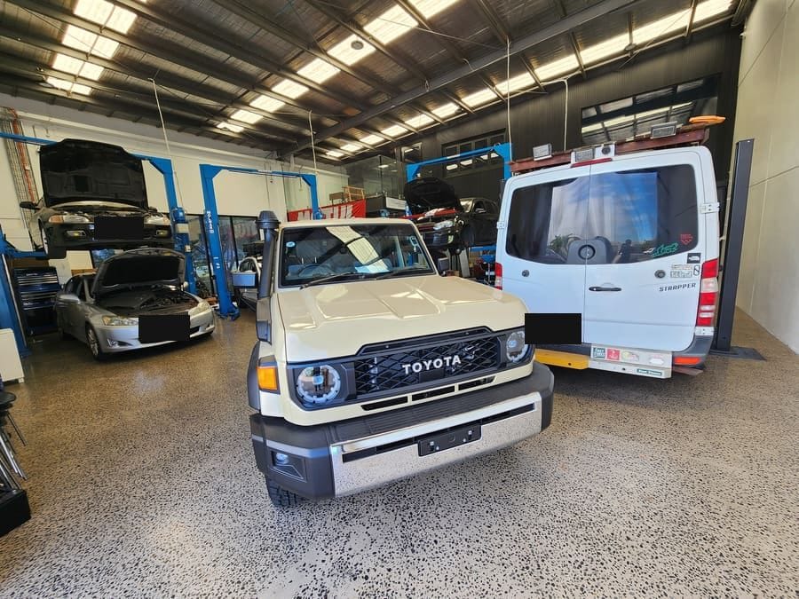 Toyota LandCruiser in for servicing