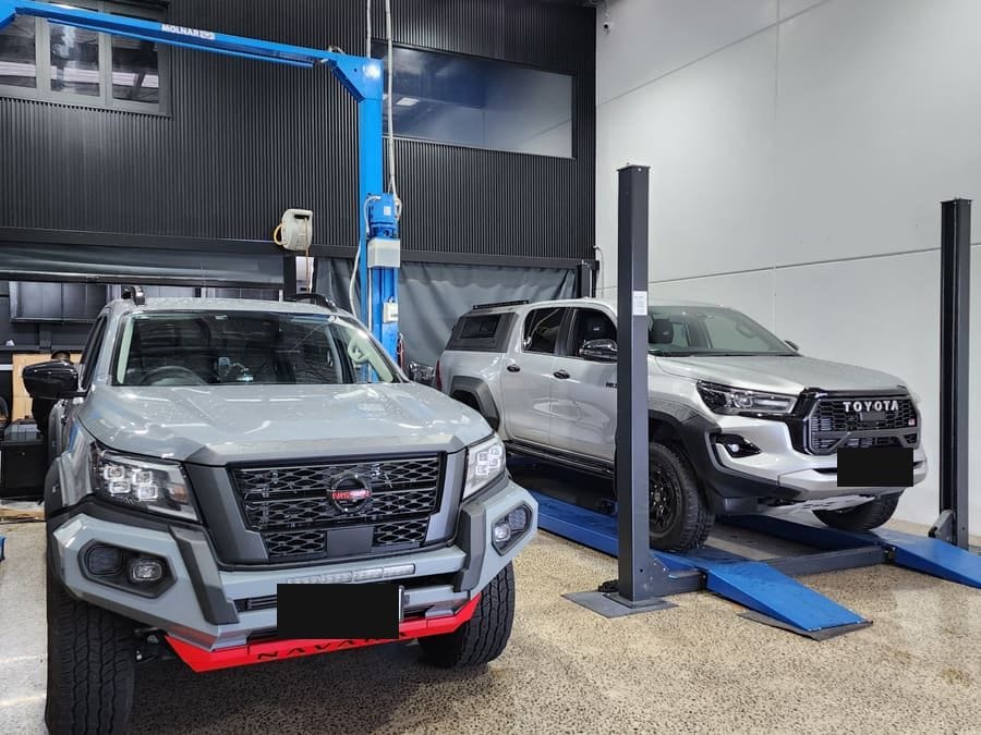 Nissan Navara on the hoist
