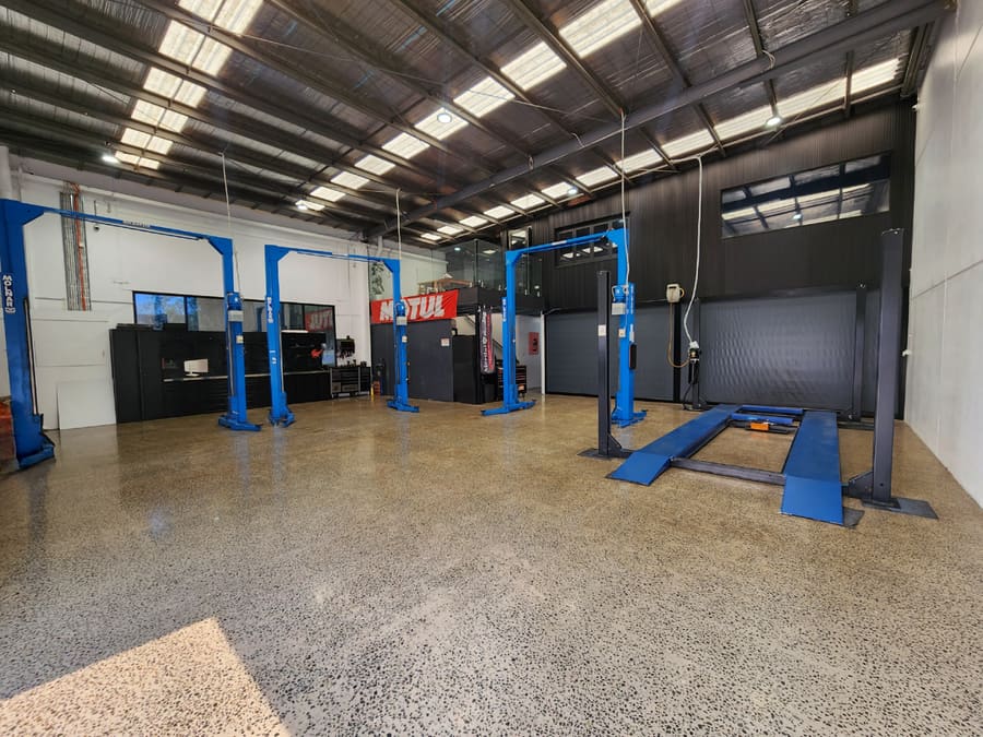 The AMS workshop floor and hoists